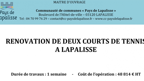 Financement courts de tennis Lapalisse